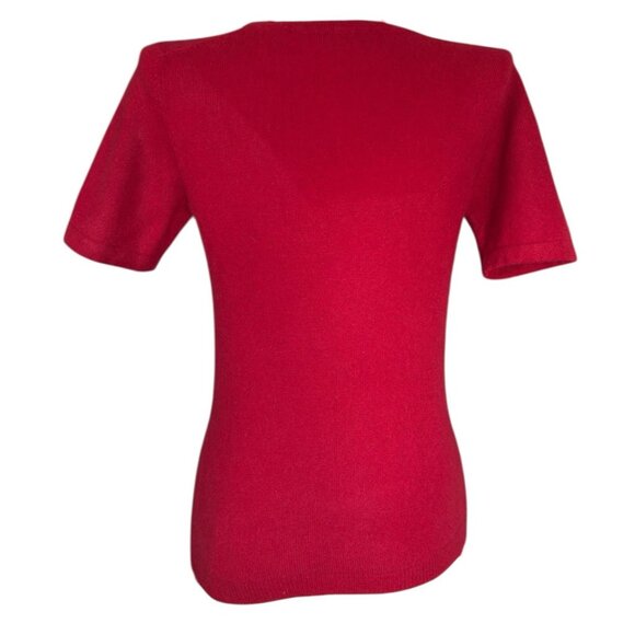 Lord & Taylor Red 100% 2-Ply Cashmere Short Sleeve Pullover Sweater Women's XS - Picture 4 of 8